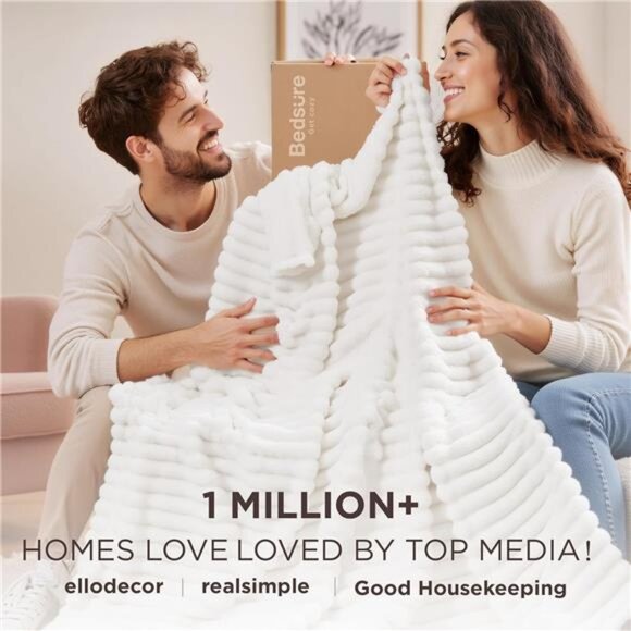 GentleSoft White Throw Blanket for Couch - Cozy Blanket for Women, Cute - Picture 9 of 14